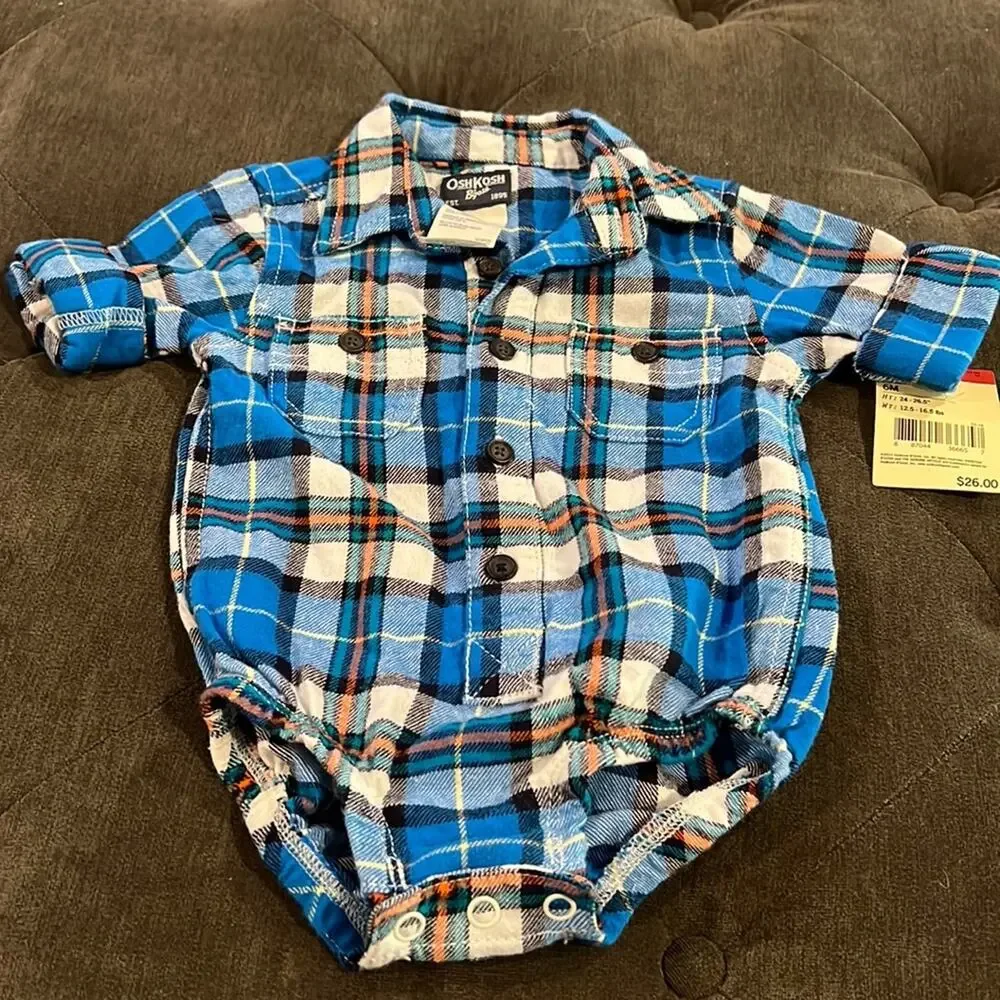 Oshkosh bgosh button down snap closure onsie 6 months NWT